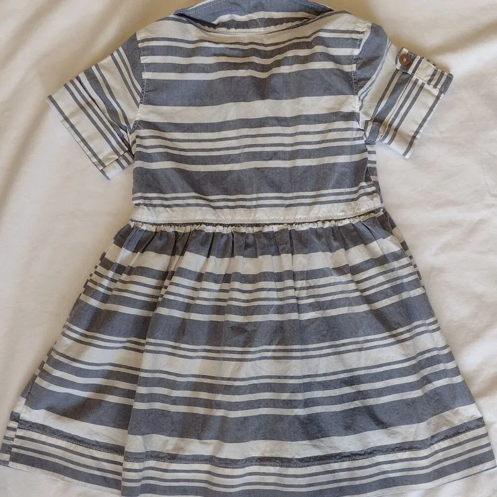 Carter's Toddlers Girls Blue White Striped Dress 18 Months, 100% Cotton